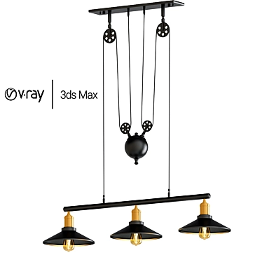 Vintage Adjustable Pendant Lamp 3D model image 1 