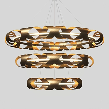 Elegant Three-Tier LED Chandelier 3D model image 1 