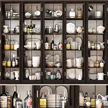 Stylish Liquor Cabinet: Dishes, Service, Cutlery 3D model image 1 