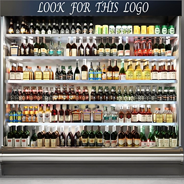Supermarket Beverage Cooler: Cocktails, Juice, Water, Beer 3D model image 1 