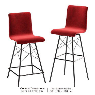 Elegant Merlot Bar Stool: Timeless Design & Superior Comfort 3D model image 1 