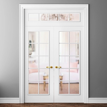 Elegant Volkhovets Paris Double Doors 3D model image 1 