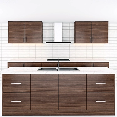 Modern Wooden Kitchen: Elegant and Functional 3D model image 1 