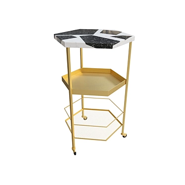 Golden Elegance Ceramic Bar Cart 3D model image 1 