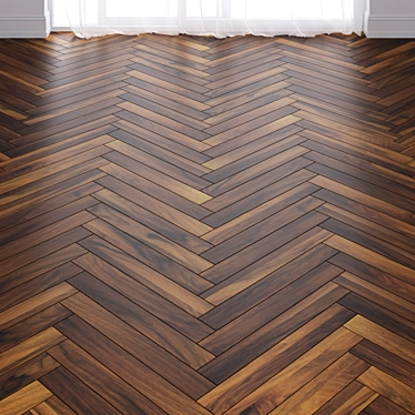 Premium Walnut Parquet Floor: 3 Layout Types 3D model image 1 