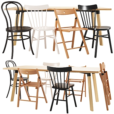 Stylish IKEA Table & Chair Set 3D model image 1 