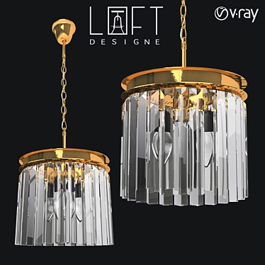 LoftDesigne 4636 Pendant Lamp: Metal and Glass, 30cm Diameter, 55cm Height 3D model image 1 