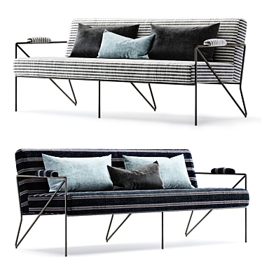Kelly Wearstler Outdoor Emmett Settee: Stylish Outdoor Seating 3D model image 1 