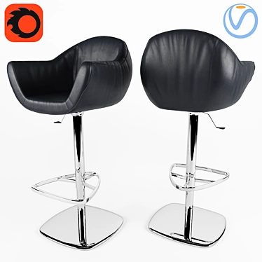 Sleek Modern Bar Stool 3D model image 1 