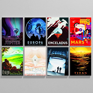 Modern Space Art Prints Set 3D model image 1 