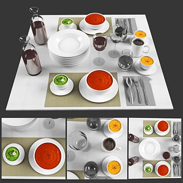 Wooden Food & Drink Prep Set 3D model image 1 
