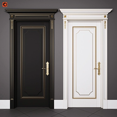 Elegant Wood Interior Door 3D model image 1 