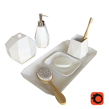 Elegant Porcelain Bathroom Organizers 3D model image 1 