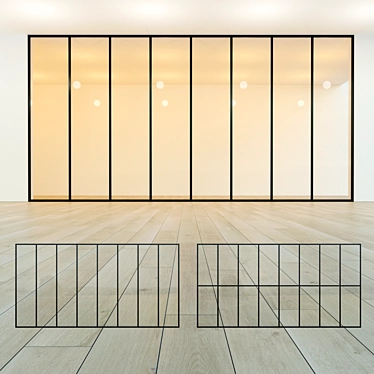 Modern Loft Glass Partition 3D model image 1 