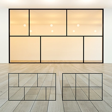 Sleek Glass Partition with Metal Frame 3D model image 1 