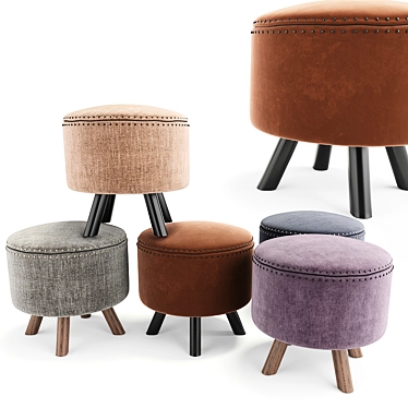 Versatile Alfred Poufs for Stylish Comfort 3D model image 1 