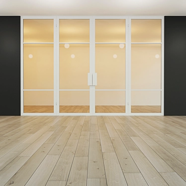 Modern Glass Partition with Swing Door 3D model image 1 