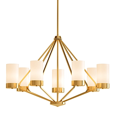 Bronze Etched Glass Chandelier 3D model image 1 