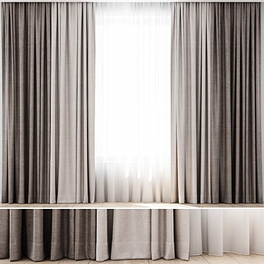 Chic Curtain Set: 4 Window Treatments 3D model image 1 