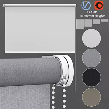 Designer Roller Blinds Set 3: Versatile Height Options 3D model image 1 