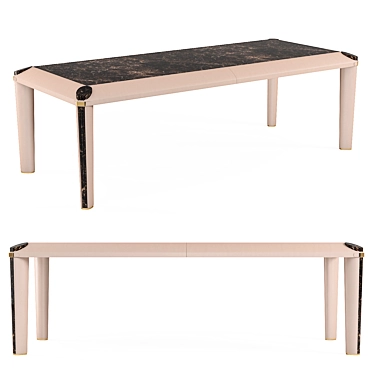 Eclipse Rectangular Table: Luxurious Leather and Wood Design 3D model image 1 