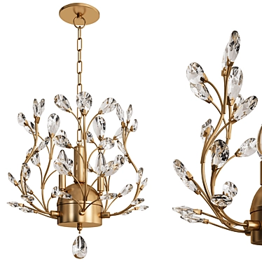 Elegant Golden Luxury Crystal Chandelier 3D model image 1 