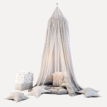 Scandinavian Gray Children's Canopy Set 3D model image 1 