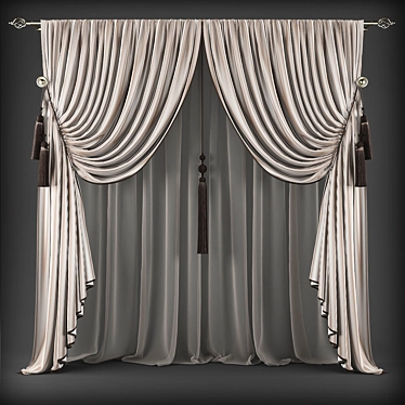 Classic Style Curtains 3D model image 1 