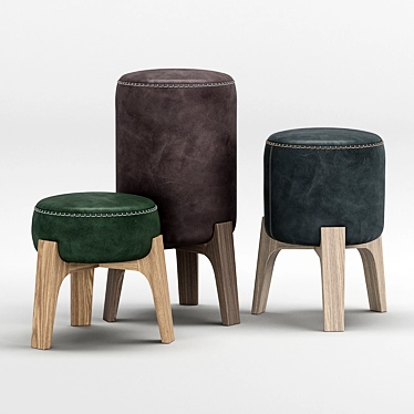 Natural Elegance: BLEU NATURE Drum Stool 3D model image 1 