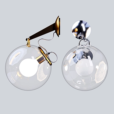 Miconos Wall Lamp - Sleek and Transparent Elegance 3D model image 1 