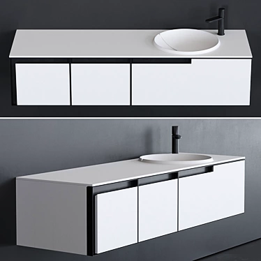 Breccia: Flumood® Washbasin with Integrated Countertop 3D model image 1 