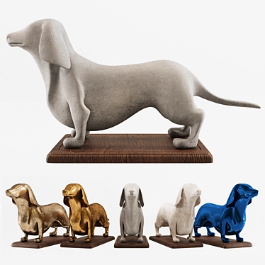 Whimsical Wiener Dog Sculpture 3D model image 1 