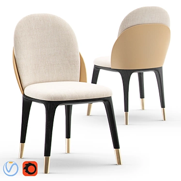 Modern Dark Oak Chair 001 3D model image 1 