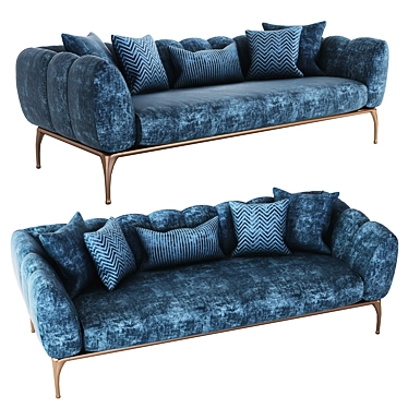 Elegant Cantori ISEO Velvet Sofa 3D model image 1 