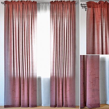 Coral Crush Semi-Transparent Curtains 3D model image 1 