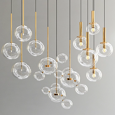 Bolle Glass Pendant Lights - 3 Unique Styles 3D model image 1 