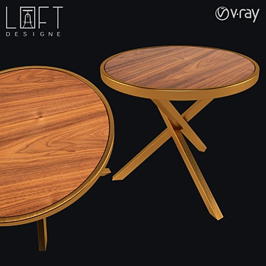 LoftDesigne 6829 Coffee Table: Modern Wood and Metal Design 3D model image 1 