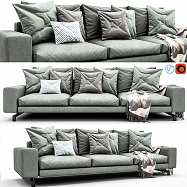 Plush Comfort: Sherman 3 Seater 3D model image 1 