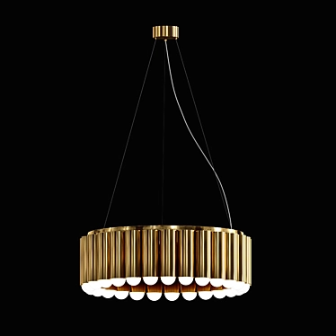 Radiant Gold Pendant: Elegant Metal and Acrylic Lamp 3D model image 1 