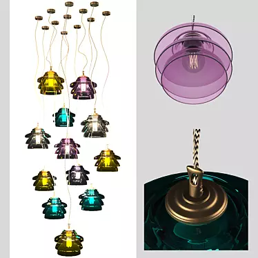 Elegant Blown Glass Pendant Lights 3D model image 1 