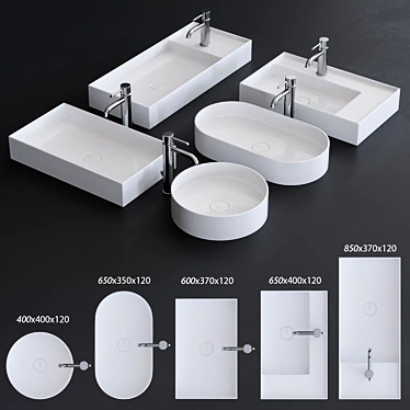 Alice Ceramica Hide Countertop Washbasin Set 3D model image 1 