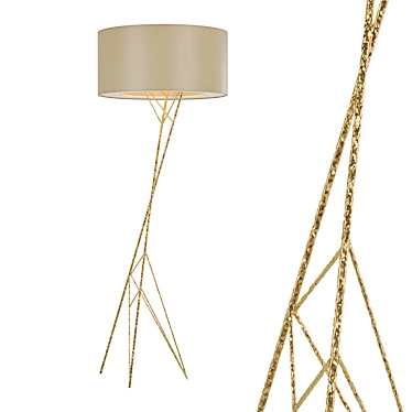 Naomi Gold Floor Lamp: Art Deco Style, 1600mm Height 3D model image 1 