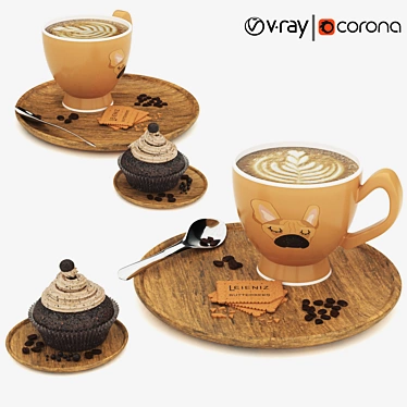 Elegant Coffee Set 3D model image 1 