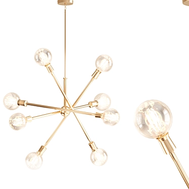 Elegant 8-Light Brass Chandelier 3D model image 1 