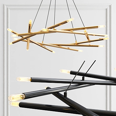 Modern Linear Polaris Chandelier 3D model image 1 