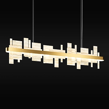 Honice S200: Elegant Gold and Beige Pendant Light 3D model image 1 