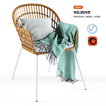 Stylish Rattan Armchair - Nilsove Ikea 3D model image 1 