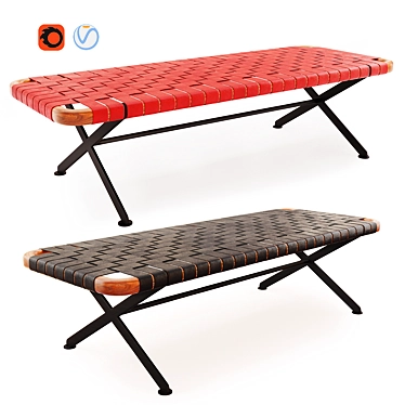 Stylish Axxia Leather Bench 3D model image 1 