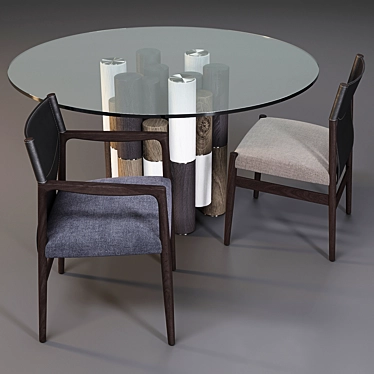 Porada: Pilar Dining Table & Sveva Chair Set 3D model image 1 