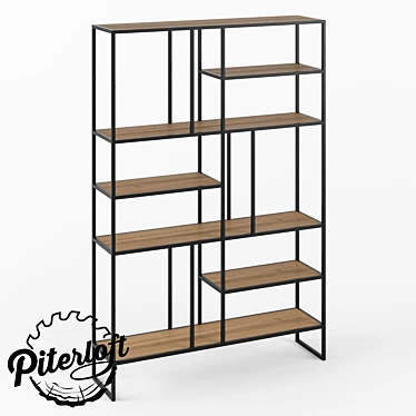 Industrial Wood Metal Shelf 3D model image 1 